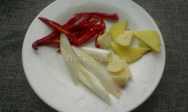 葱姜蒜辣椒切片