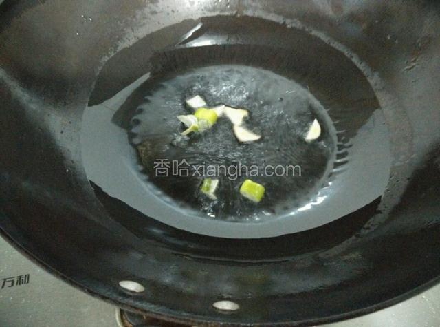 油锅烧热下葱姜爆香