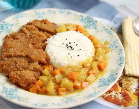 黄金咖喱鸡排饭[图]