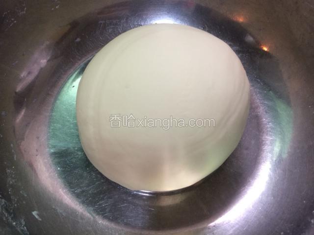 10多分钟揉成一个光滑的面团、盖上湿纱布准备醒发