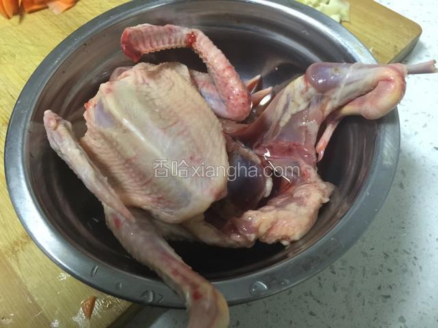 乳鸽一只清洗干净.内脏去除.