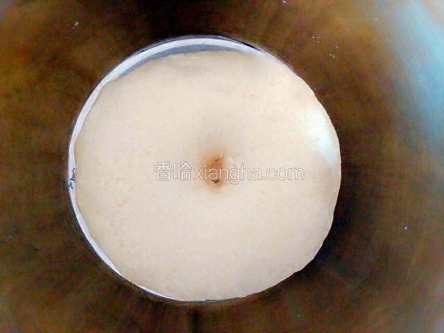 面团发至2倍大时，按下不回缩就是发好了