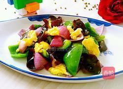 青椒炒鸡蛋木耳紫圆葱的做法图解6