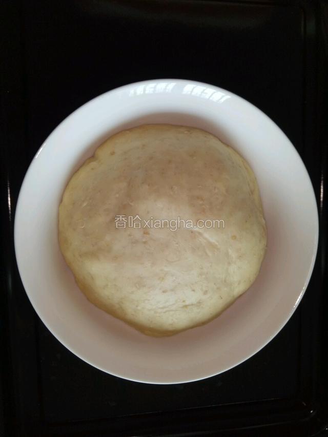 待发酵至原来两倍大，取出再手工搓揉两分钟。