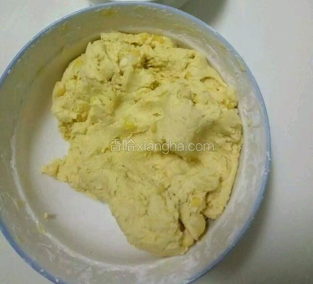 水分滤干，与糯米粉白糖和成团