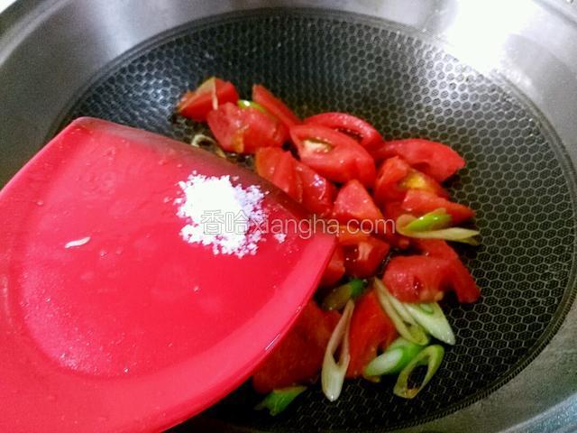 放盐少许，先放盐为滴煞煞西红柿汁。