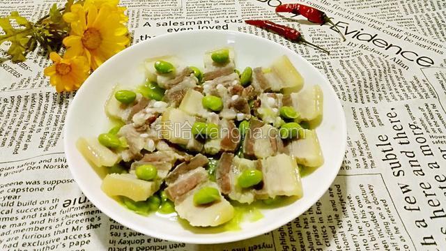 咸肉蒸毛豆子