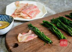 鲍汁茼蒿培根卷的做法图解5