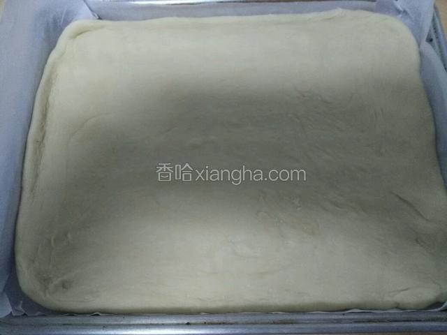 烤盘放油纸，再把擀好的面饼放进去。