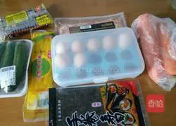 Illustration of how to make ham and bacon sushi 1