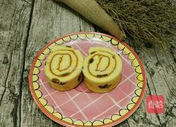 葡萄干樱桃果酱蛋糕卷~抹茶双色蛋糕卷的做法图解19