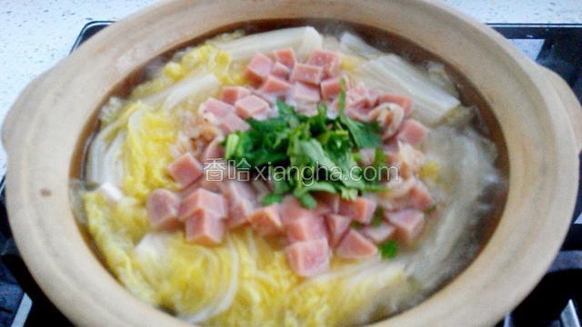 撒入白胡椒粉和香菜