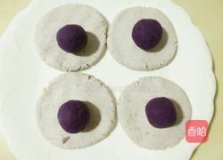 奶香紫薯馅红豆渣饼的做法图解10