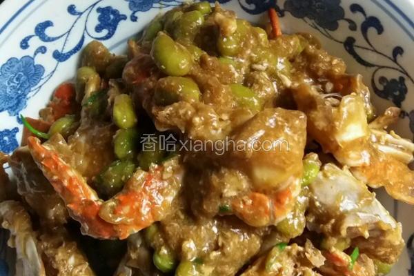 梭子蟹炒毛豆