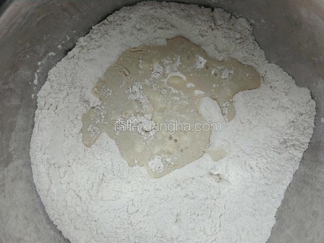 然后倒入化开酵母