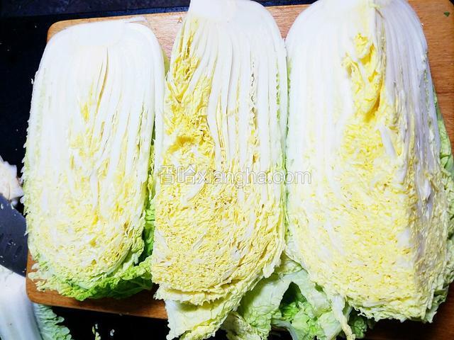 白菜切成四牙