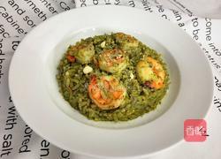罗勒青酱鲜虾炖饭的做法图解12