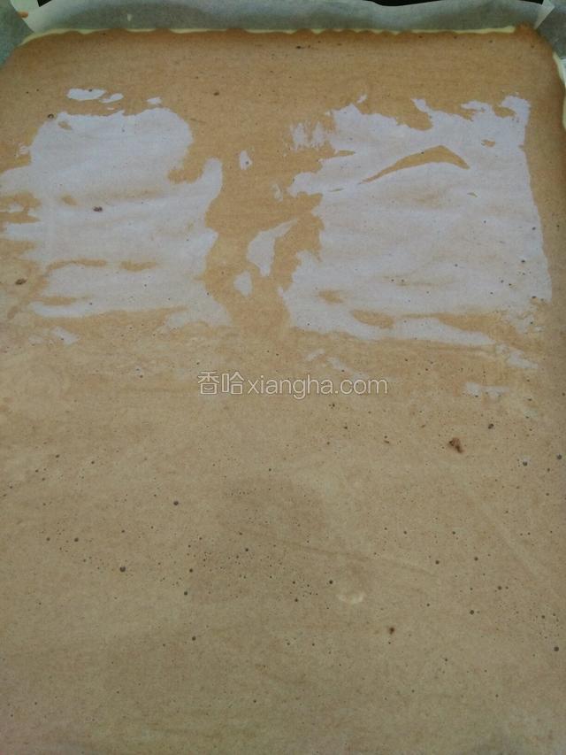剪小口挤出铺在原色蛋糊上面