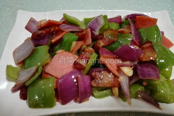 腊肉火腿炒菜椒