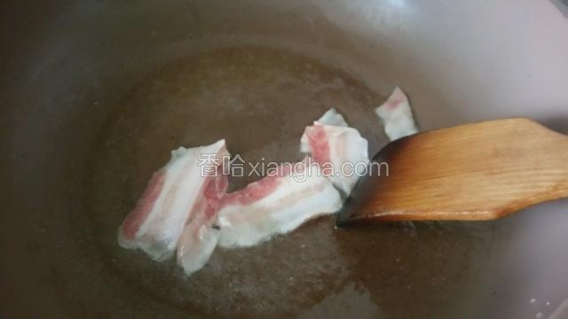 锅中加入适量的油下五花肉煸炒出油