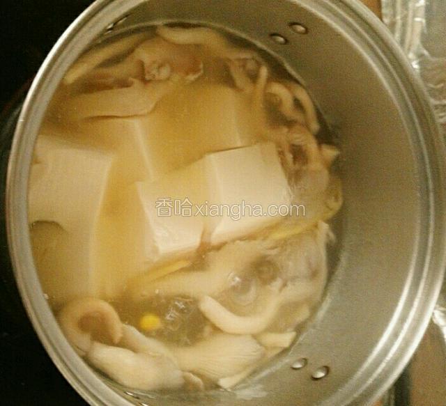 继续煮十分钟，加入豆腐再煮十分钟