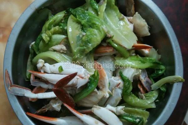 生菜炒三眼蟹