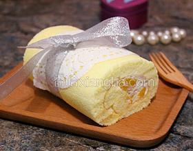 黃桃奶油蛋糕卷