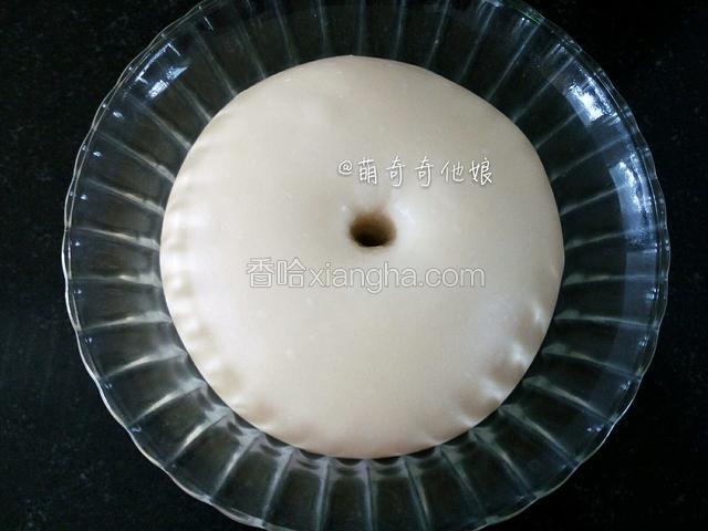 发至两倍大，手指沾干粉或水探入不回缩不塌陷即发酵完成。