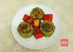 煎酿苦瓜辣椒的做法图解7