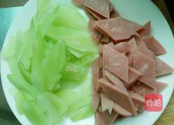 莴苣炒火腿的做法图解4