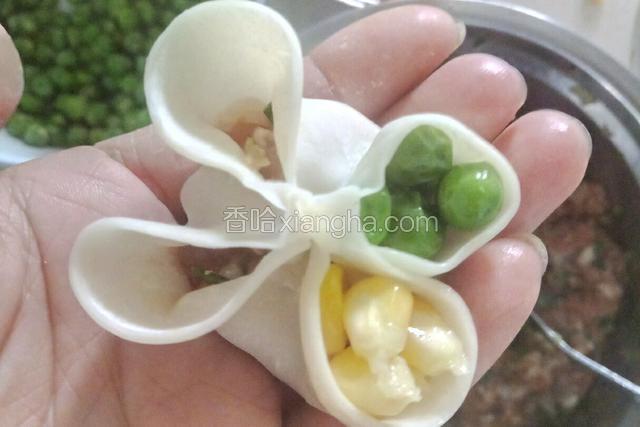 再把不同的食材放入角内。