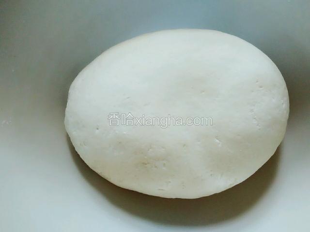 用手把所有的面粉活成光滑的面团，最后要做到盆光，面光，手光，完成。盖上盖子，把面团放在温暖的地方发酵，热天的时候大概一个小时，冷天的时候大概要两个小时左右。