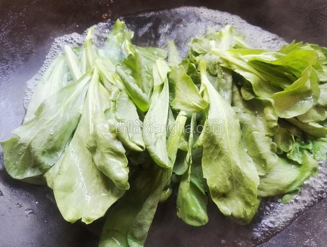 锅里直接加入适量清水大火烧开放入洗净的茼蒿菜煮两三分钟