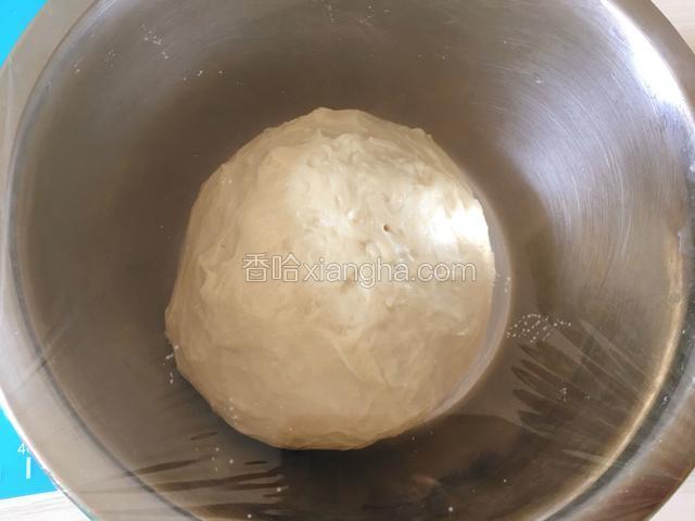 滚圆盖上保鲜膜温暖处发酵。