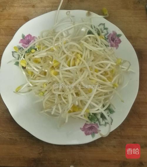 把黄豆芽捡好洗干净放入盘子备用