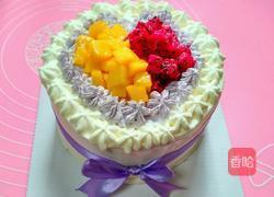 六寸爱心双拼水果蛋糕的做法图解4
