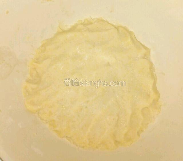 揉成面团，盖上保鲜膜放温暖处发酵。
