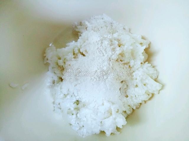 加入面粉，一边加一边揉，不要加多了，加到能活成面团就可以了。