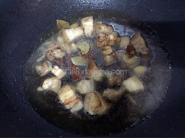 加入清水，没过五花肉即可，大火烧开