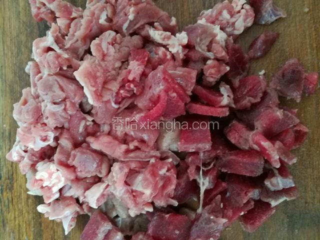 牛肉切比香菇稍大一点的丁。