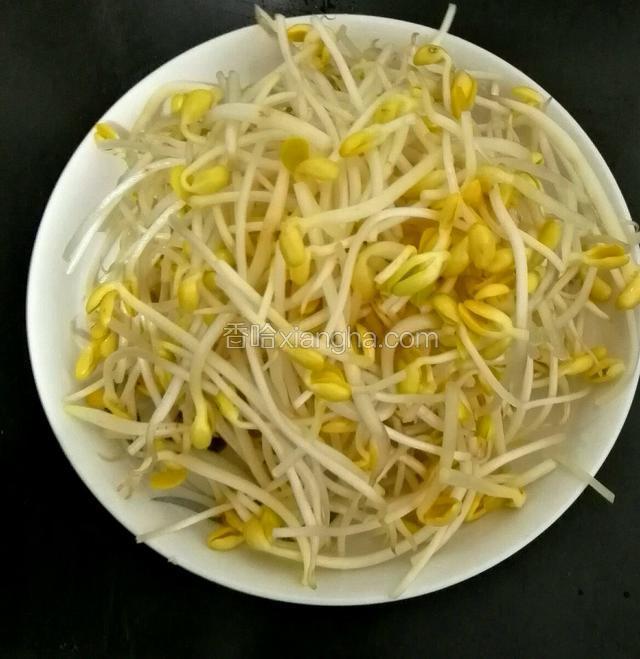 把豆芽摘好洗干净备用