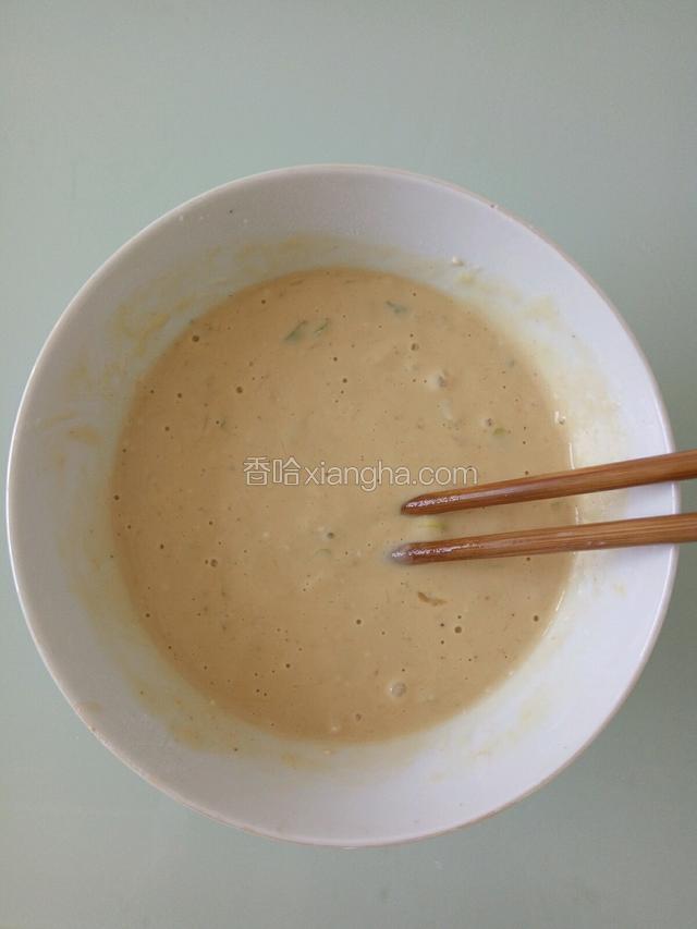 加入鸡蛋后搅拌好的面糊！