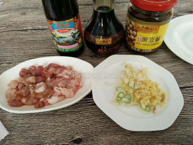 做这款肉酱用到的调料有：李锦记旧庄蚝油，和天成一味特级鲜，还有黄豆酱