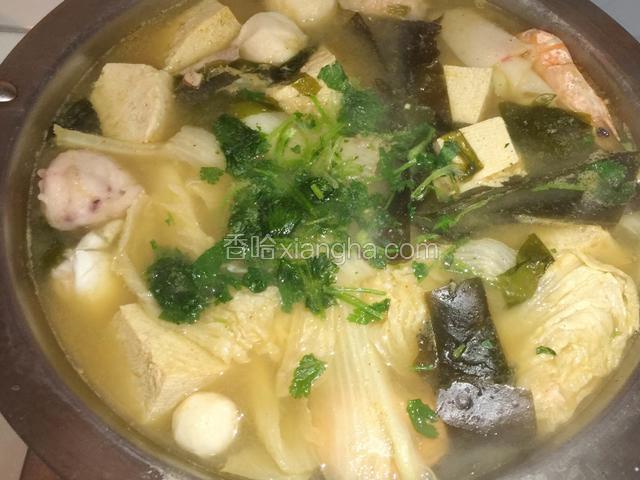 继续炖煮5分钟，撒香菜末熄火。