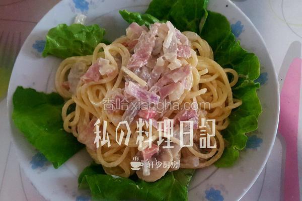 芝士奶油蘑菇培根意面（3人份）