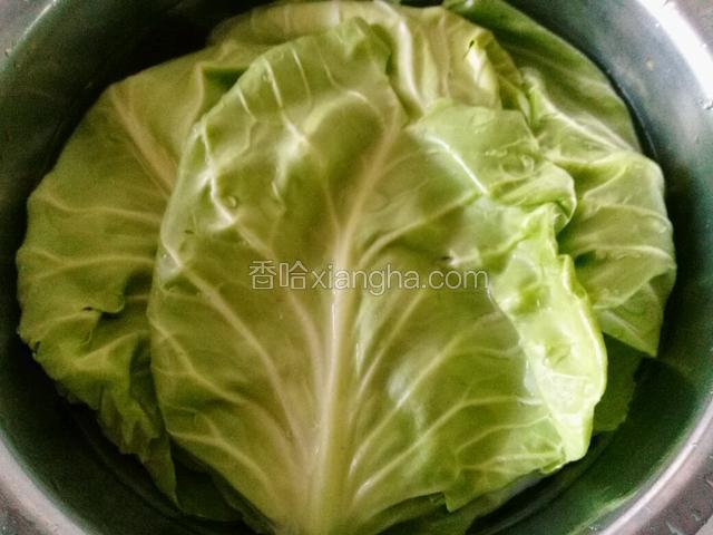 大头菜叶子一片片掰下来，用盐水泡五分钟