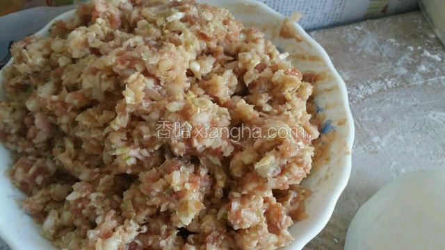肉馅，白菜团加入盐、生抽、胡椒粉、香油、白糖、料酒、葱姜搅拌均匀和馅儿；