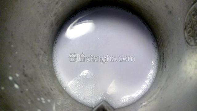 加入少量白开水，使水面高度达到豆浆机桶内的最低刻度线。