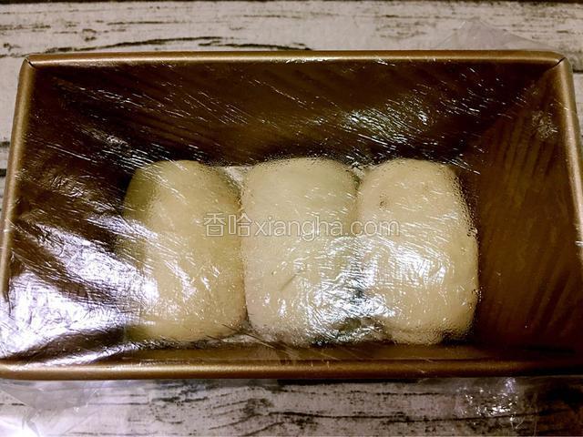 放进模具中，盖上保鲜膜放温暖处发酵九分满