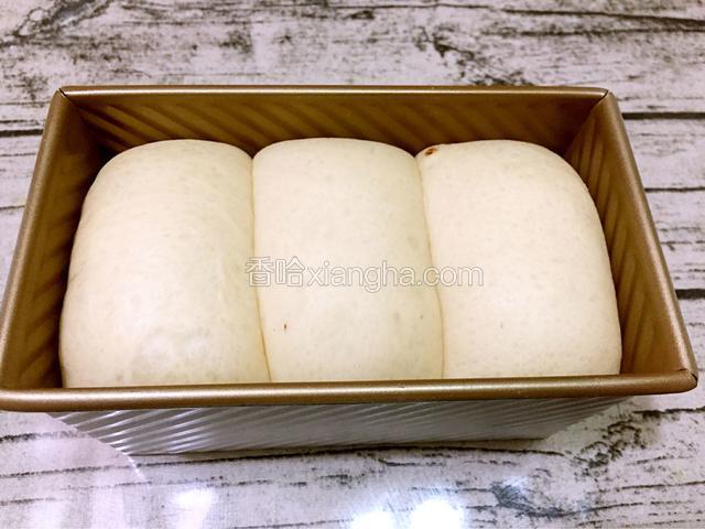发酵到九分满时盖上盖子，烤箱上火135度，下火165度预热